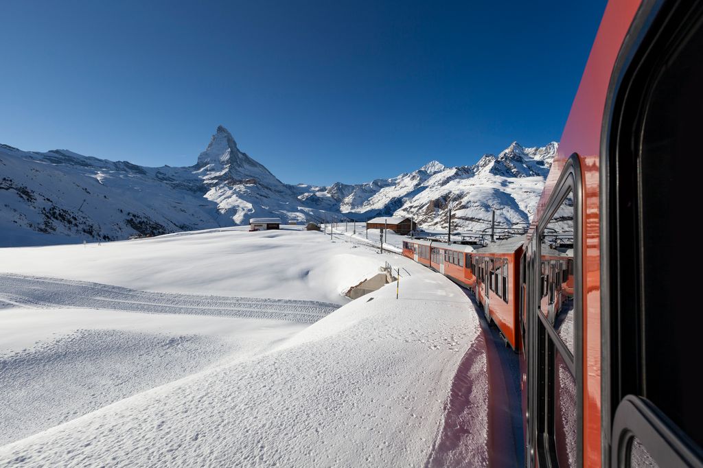 Taking in the views of  the swiss alps by train