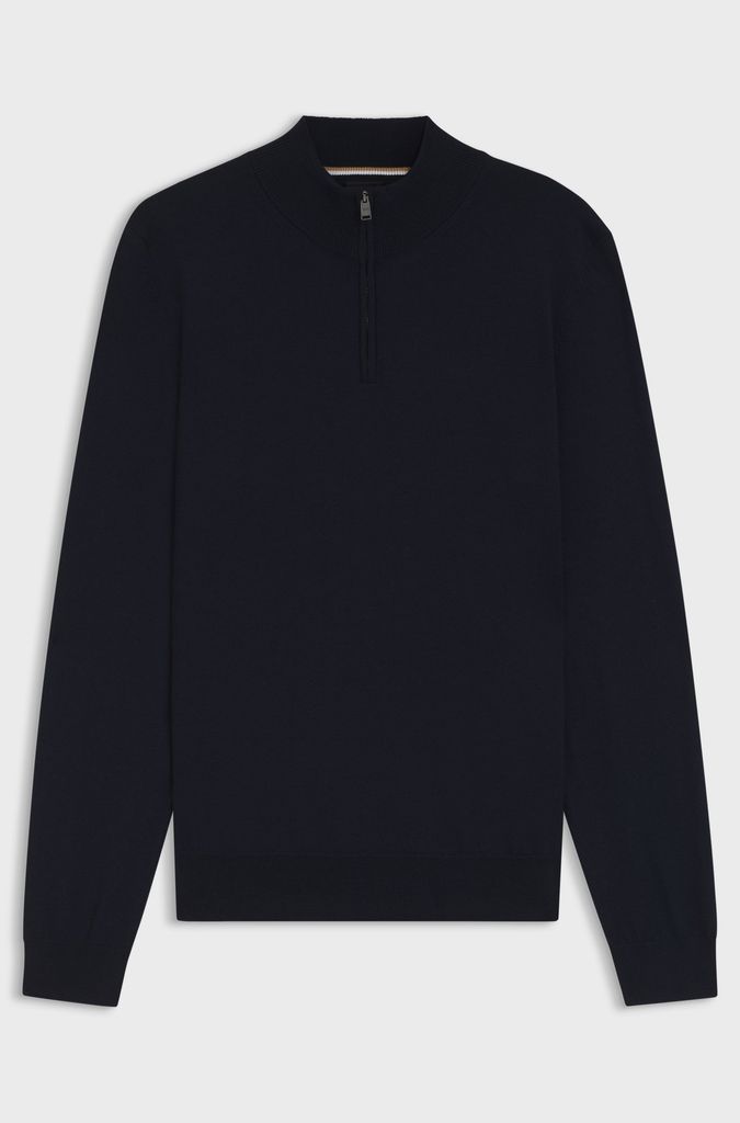 Zip-neck sweater in virgin wool
boss