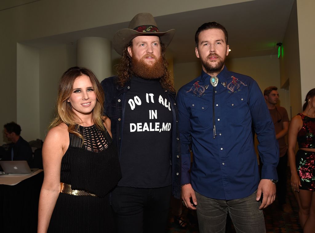 Lucie Silvas, John Osborne and T.J. Osborne of Brothers Osborne backstage at the 2017 CMT Music Awards 