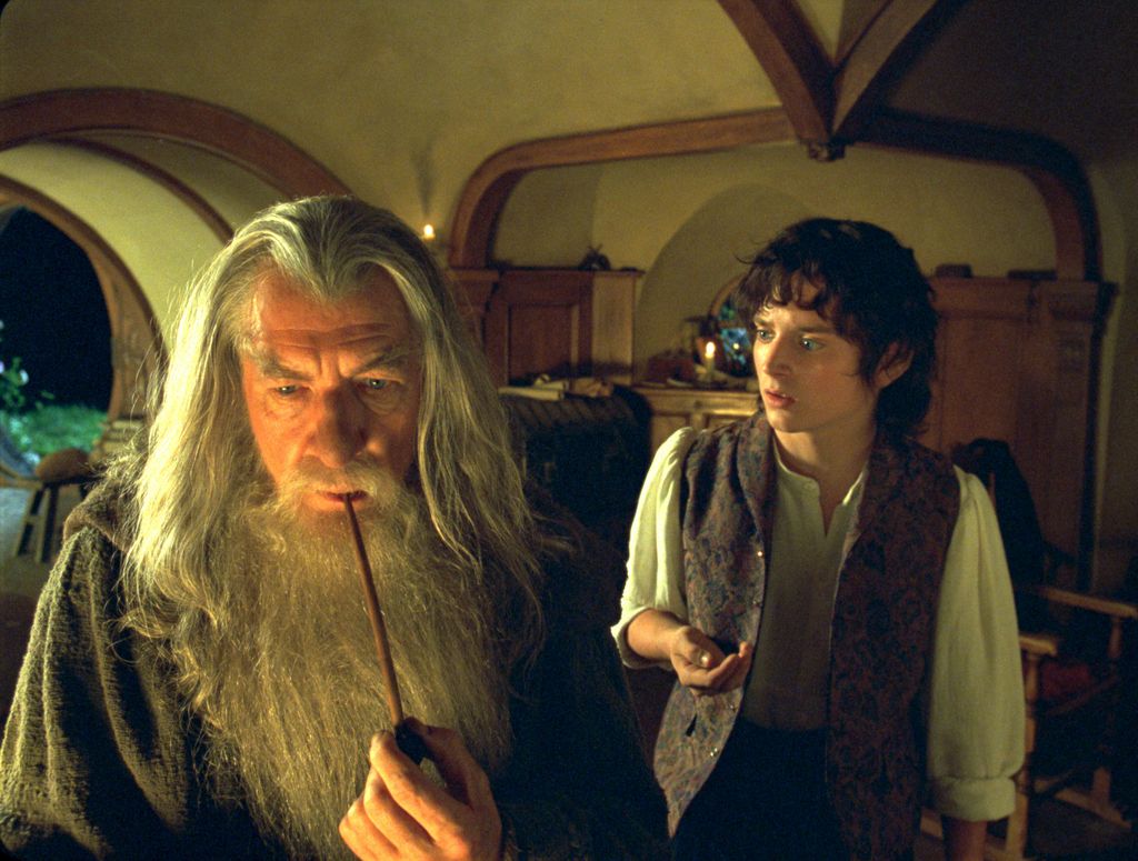 Ian McKellen (L) as Gandalf with Elijah Wood as Frodo Baggins