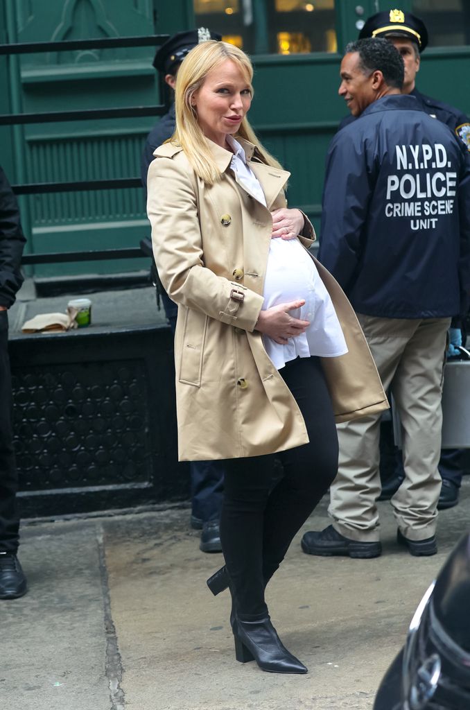 Kelli Giddish is seen filming on location for 'Law & Order: Organized Crime' on April 17, 2023 in New York City