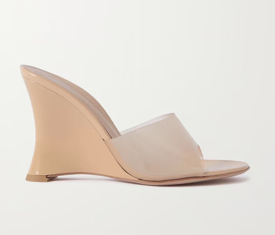 GIANVITO ROSSI Futura 95 patent-leather and PVC wedge sandals