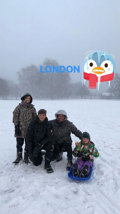 david beckham and kids snow