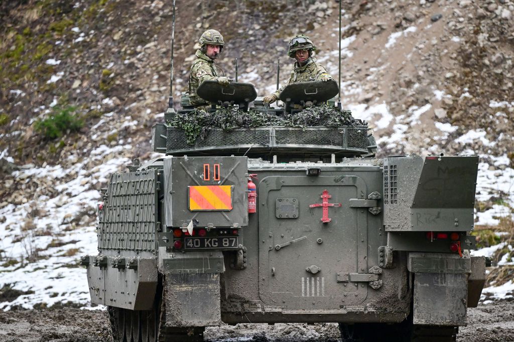 Prince William visits the training area at Tapa Camp to hear how the Mercians are using different weapon systems and learning new training and operating techniques. The Prince left in a Warrior infantry fighting vehicle