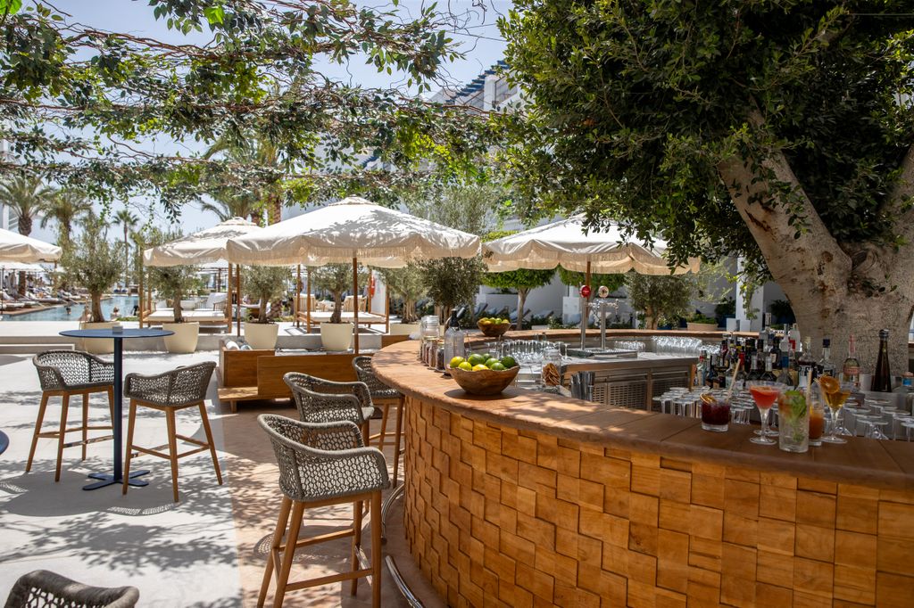 Mett Hotel Marbella bar area with outdoor seating