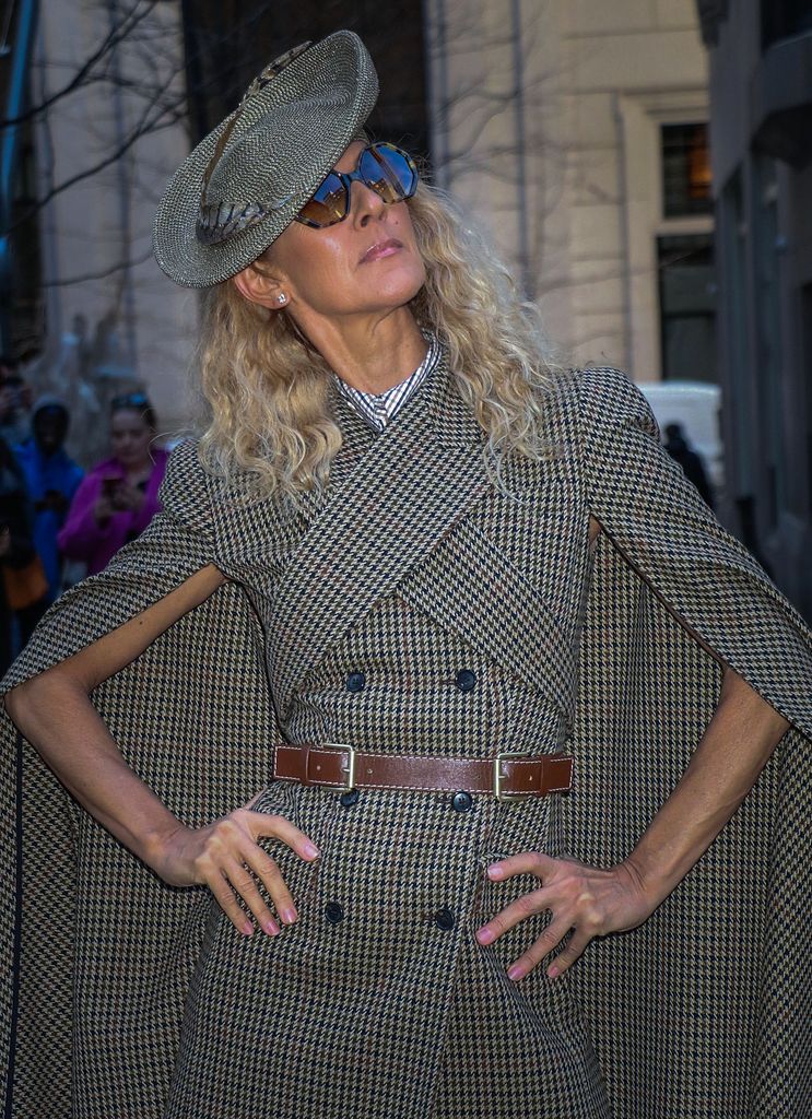 Celine Dion out and about in New York in a tweed outfit