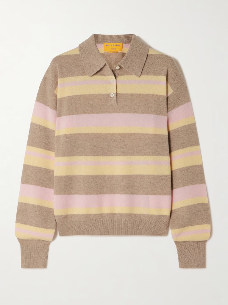 Striped cashmere polo sweater