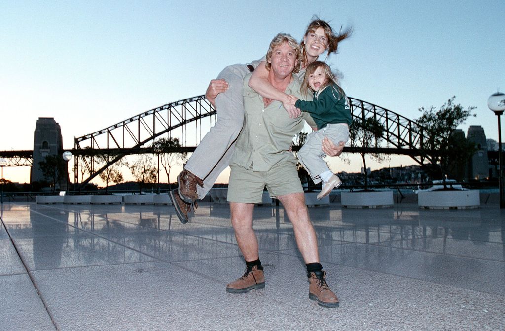 Steve Irwin with his wife Terri and daughter Bindi (Photo by John Stanton/WireImage)