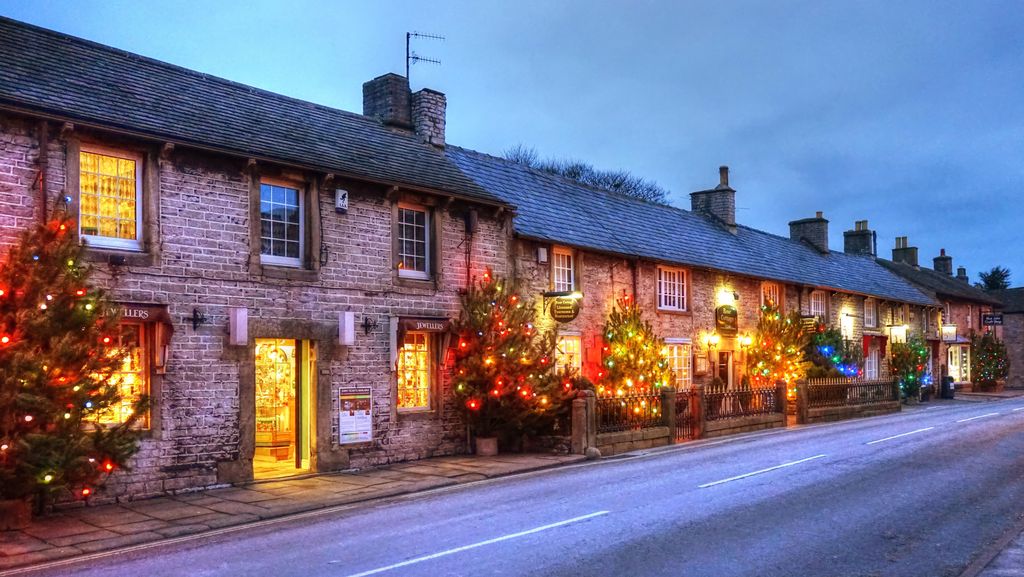 The Annual Christmas lights in the small Derbyshire village of Castleton.