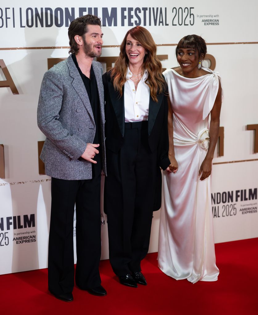 Julia with her After the Hunt co-stars Andrew Garfield and Ayo Edebiri 