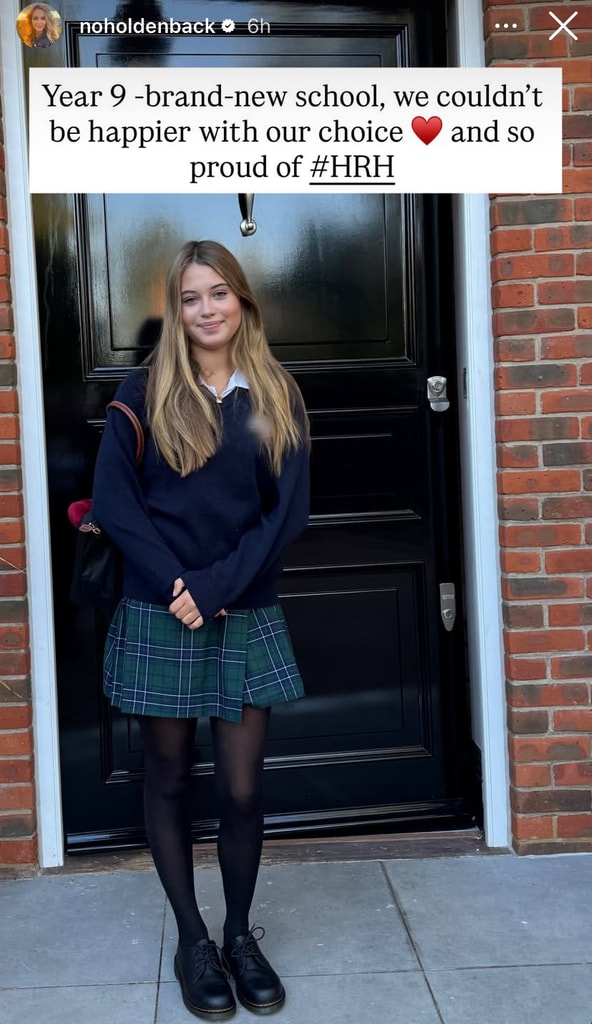 Amanda Holden's daughter outside house in school uniform