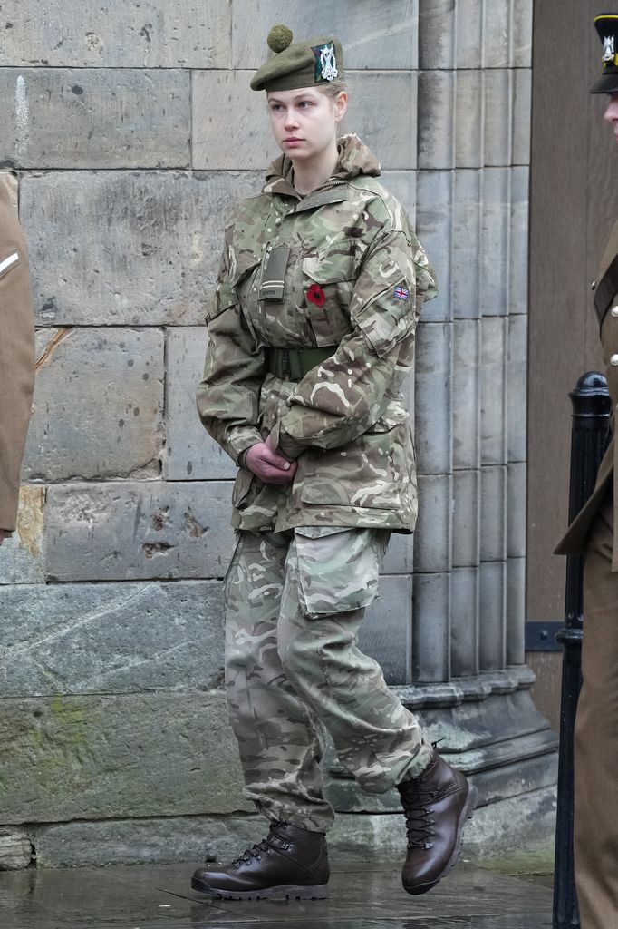 Lady Louise Windsor marches with the A Squadron, Students of Tayforth UOTR from the University of St. Andrews, in the Remembrance Sunday Parade at St Andrews on the 9th November, 2025.