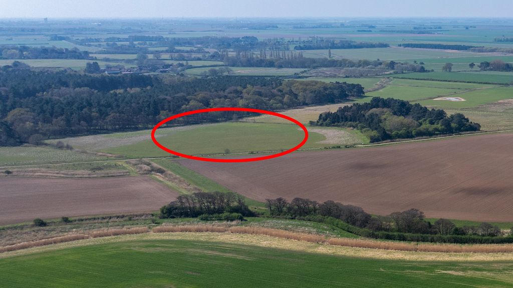 aerial view of Sandringham Estate with area in a red circle