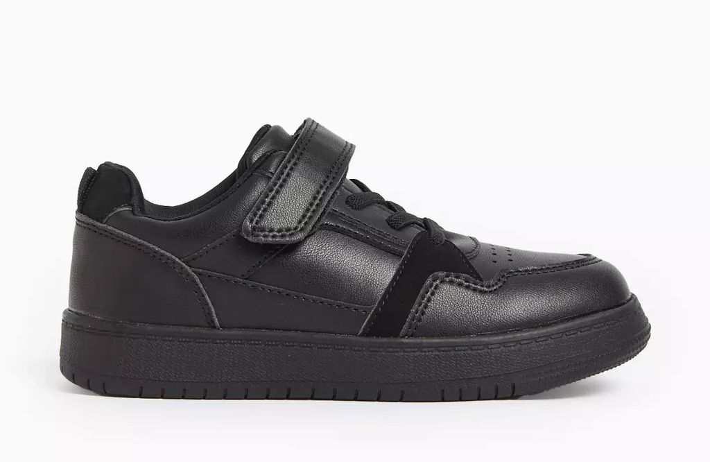 Tu Sainsbury's Black Faux Leather Panelled School Trainers