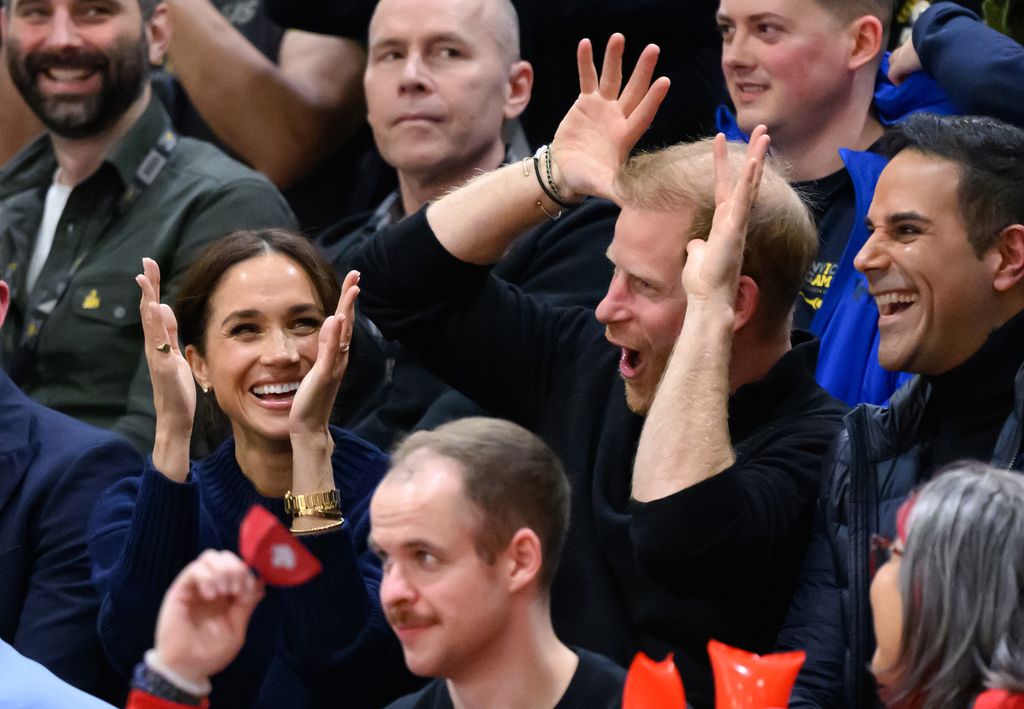 Meghan, Duchess of Sussex and Prince Harry, Duke of Sussex attend the wheelchair basketball during day one of the 2025 Invictus Games at the Vancouver Convention Centre on February 09, 2025