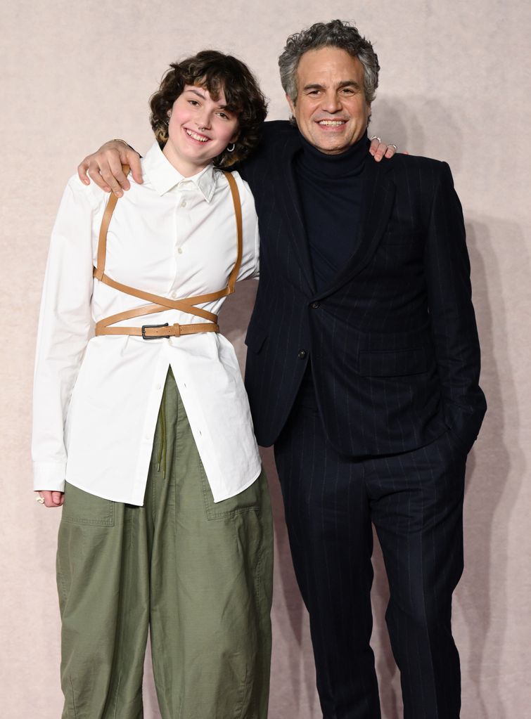 Bella Noche Ruffalo and Mark Ruffalo attend the "Poor Things" UK Gala Screening at Barbican Centre on December 14, 2023 in London, England