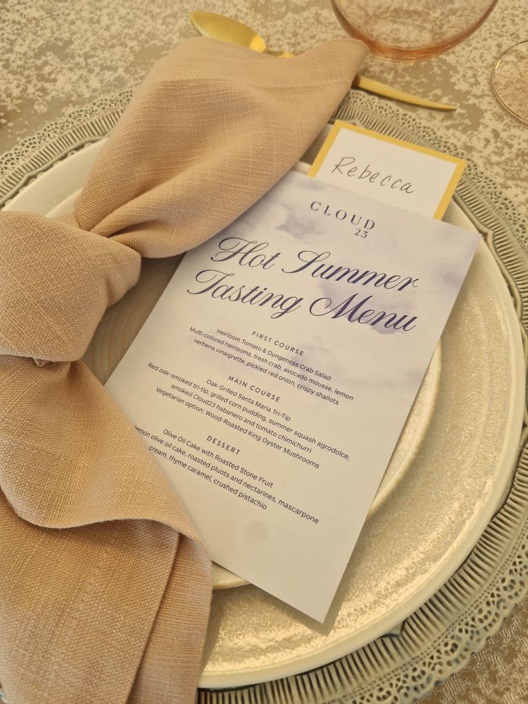 Menu at Brooklyn Beckham's dinner