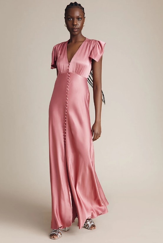 marks and spencer pink satin bridesmaid dress 