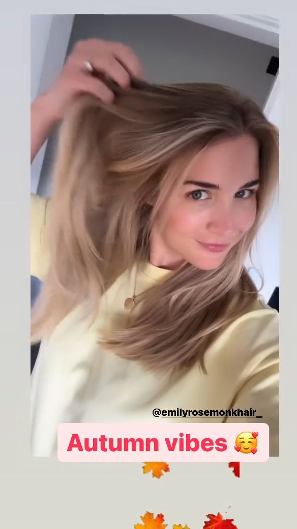 Gemma Atkinson with natural light brown roots and dark blonde ends