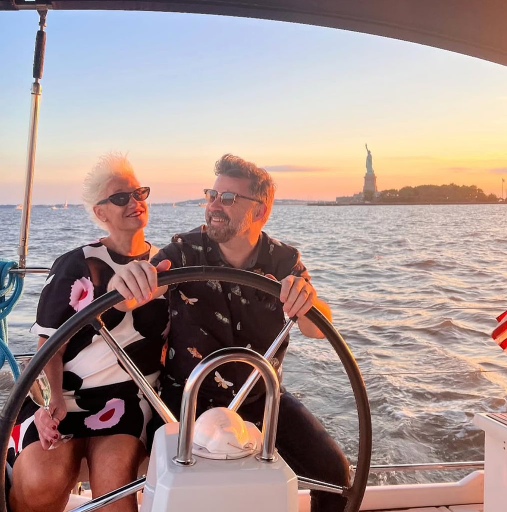 Photo shared by Anne Burrell from her 55th birthday, featuring her husband Stuart Claxton