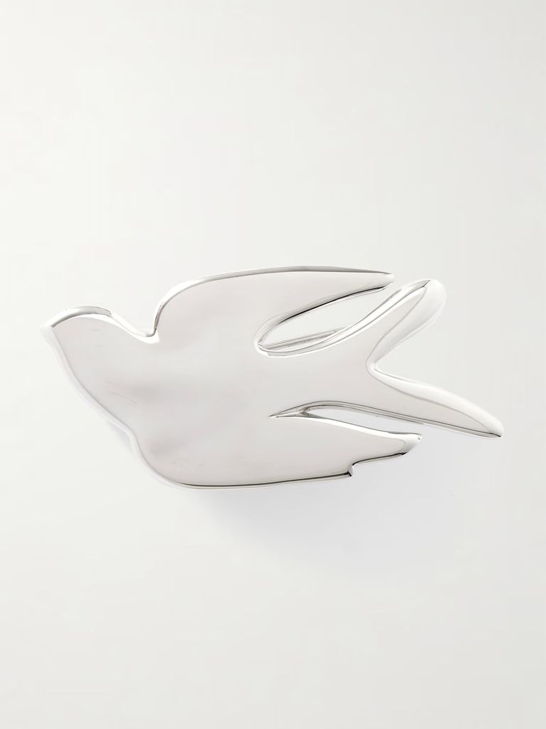 Silver-tone brooch swallow by jil sander