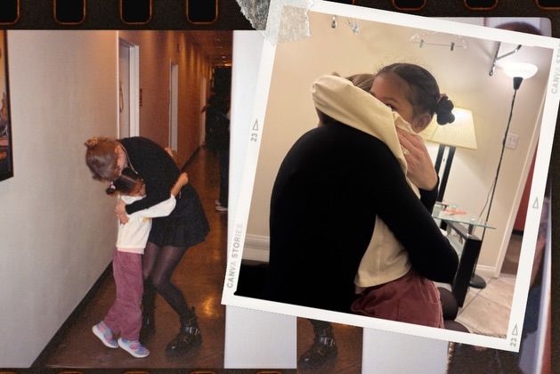 Photos partagées par Jodie Turner-Smith de sa fille Juno serrant Taylor Swift dans ses bras sur le tournage du clip d'Opalite, février 2026