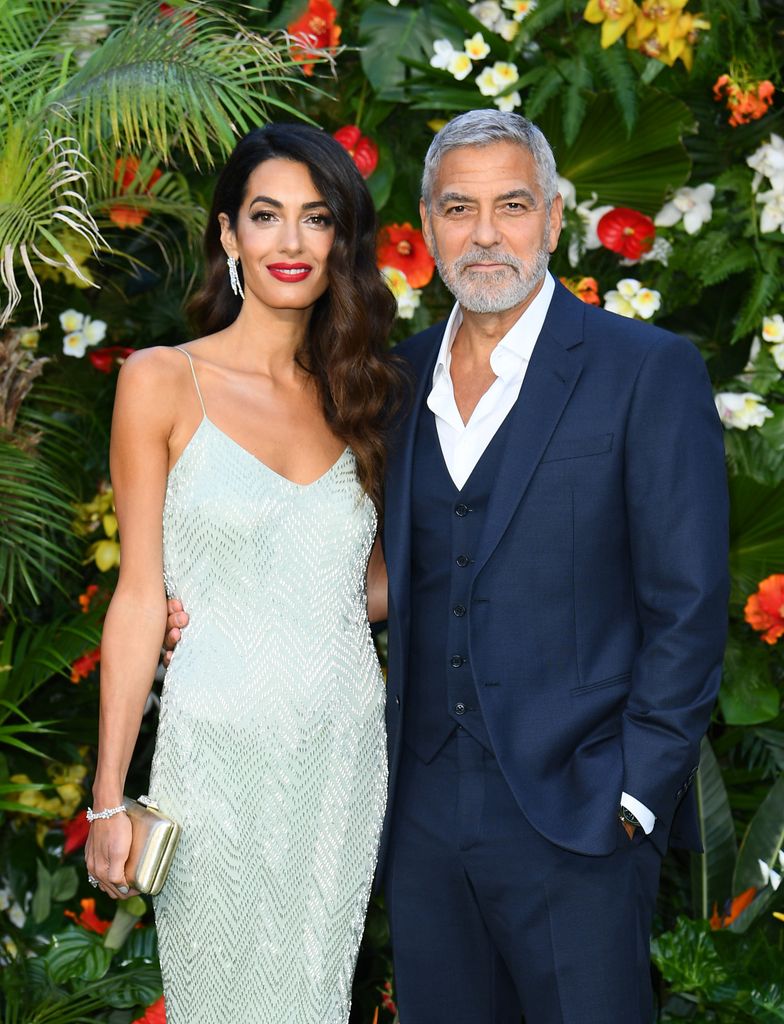 eorge and Amal Clooney  attend the "Ticket To Paradise" World Film Premiere at Odeon Luxe Leicester Square 