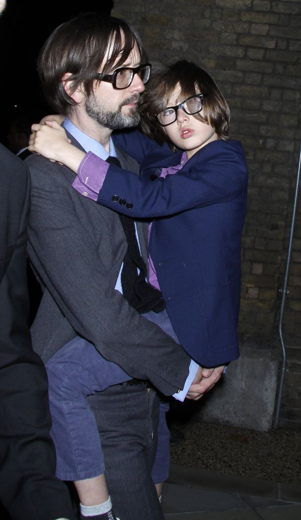 Jarvis Cocker carrying his son Albert