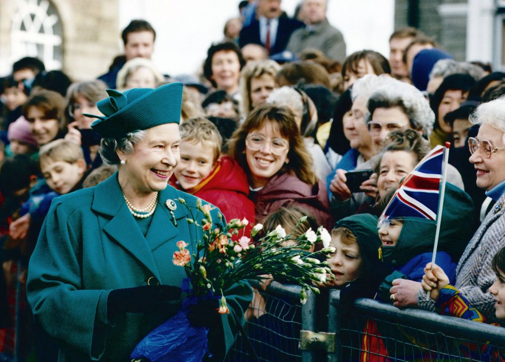 Queen Elizabeth II visiting Bridgend, Wales on 14 October 1993 