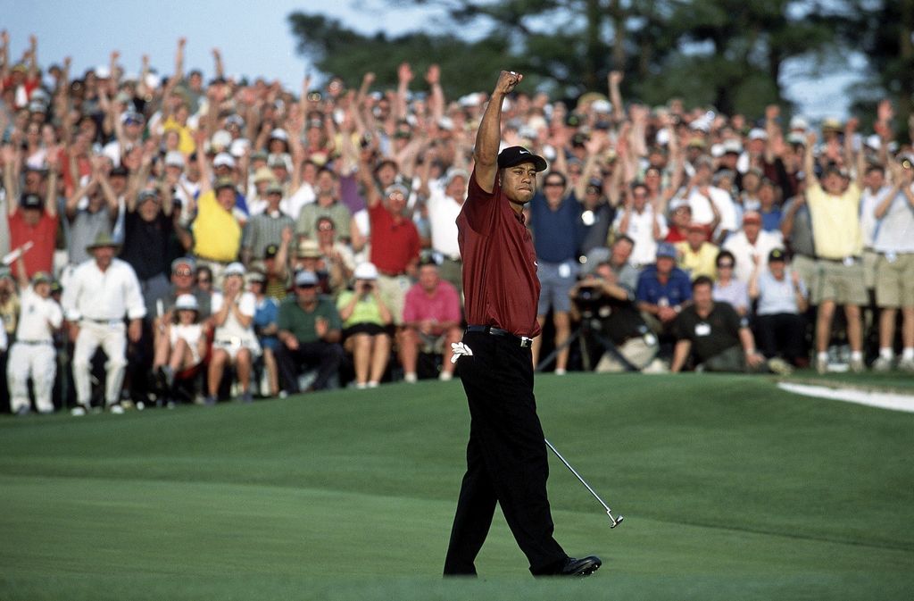 The Masters, Tiger Woods victorious on Sunday at Augusta National, Augusta, GA 4/8/2001