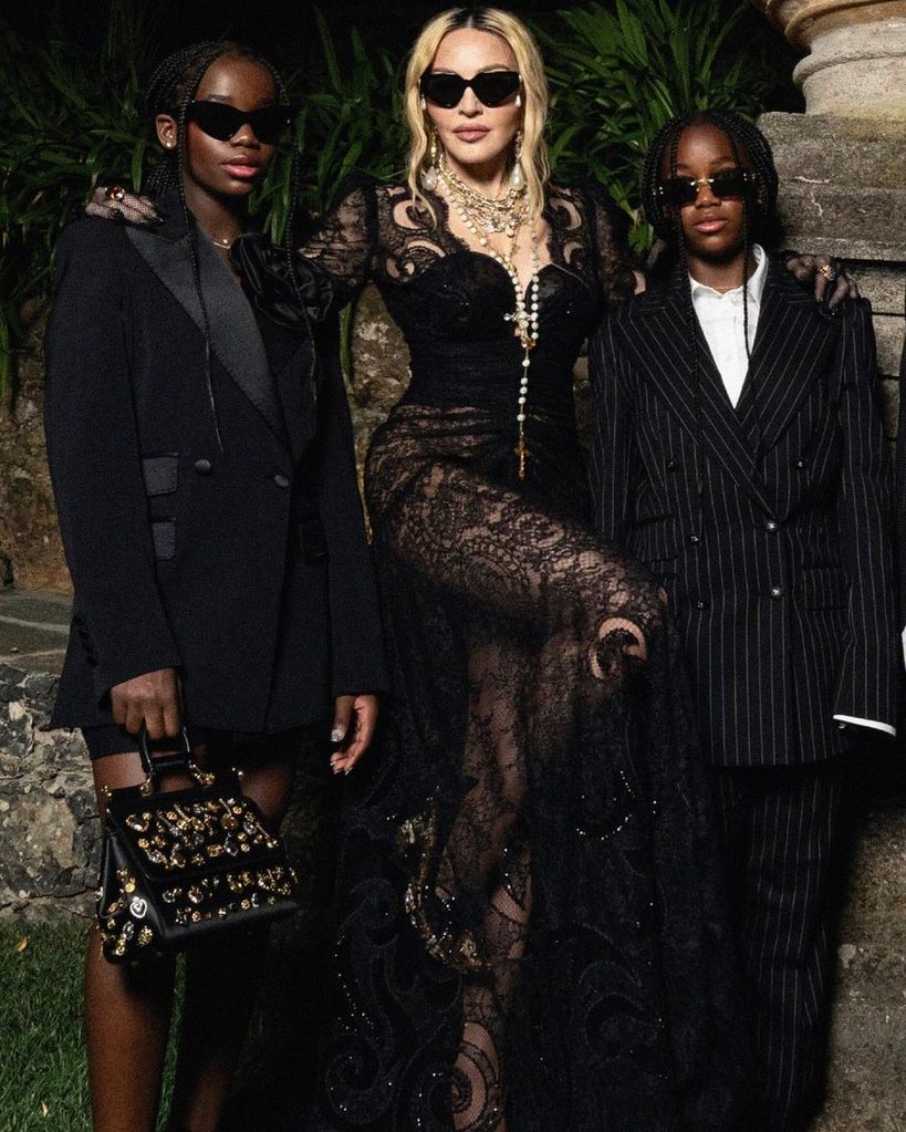 Madonna and her daughters Stella and Estere pose for a photo together while vacationing in Italy for family birthdays, shared on Instagram