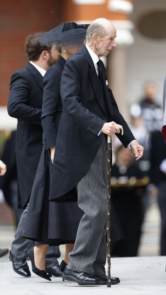 The Duke of Kent arrives at The Duchess of Kent's funeral at Westminster Cathedral