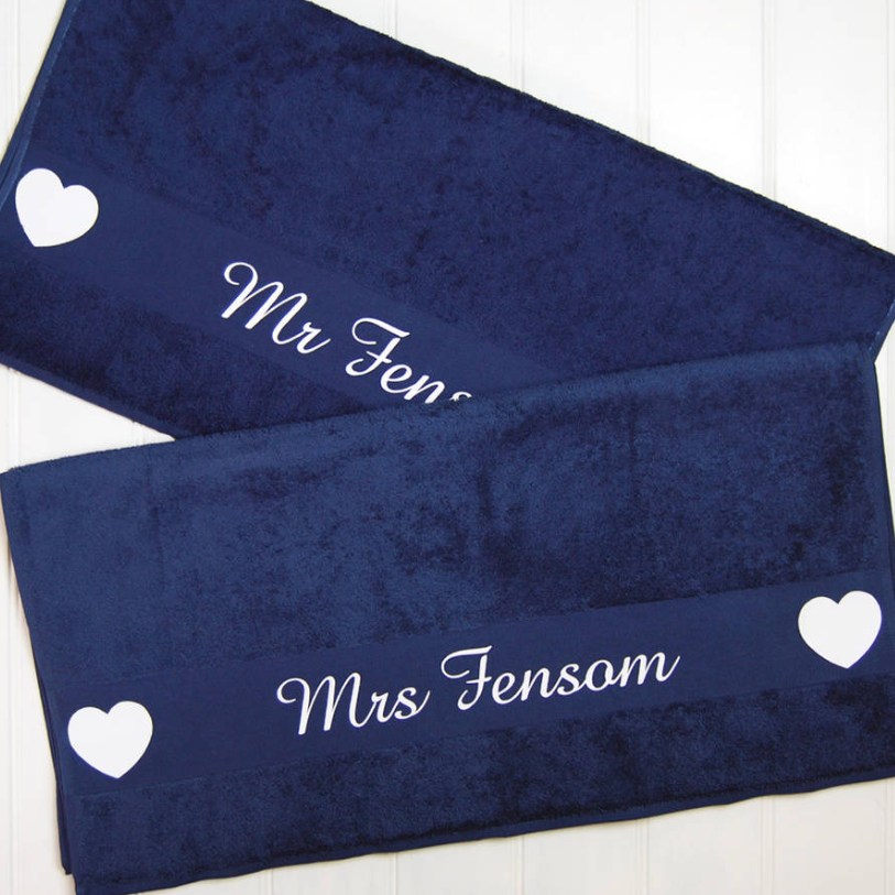 personalised mr and mrs towels 