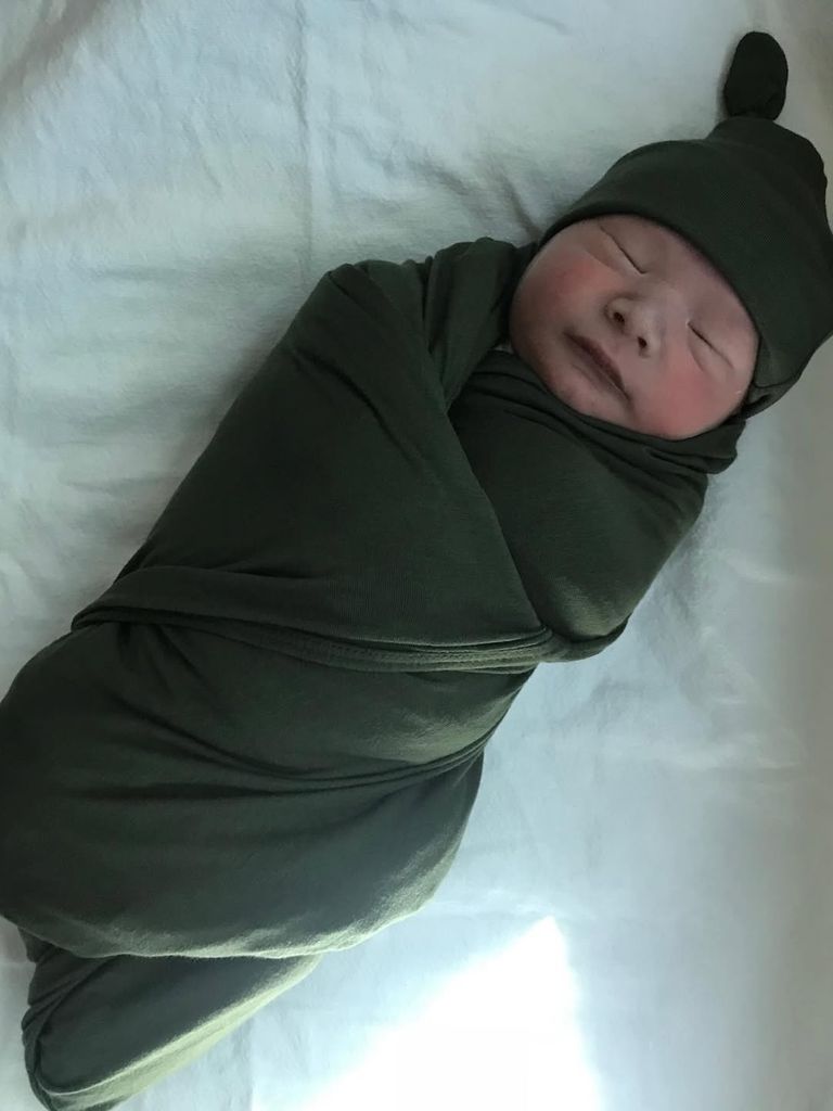 A photo of Crew Gaines just after his birth, shared by Joanna Gaines on Instagram