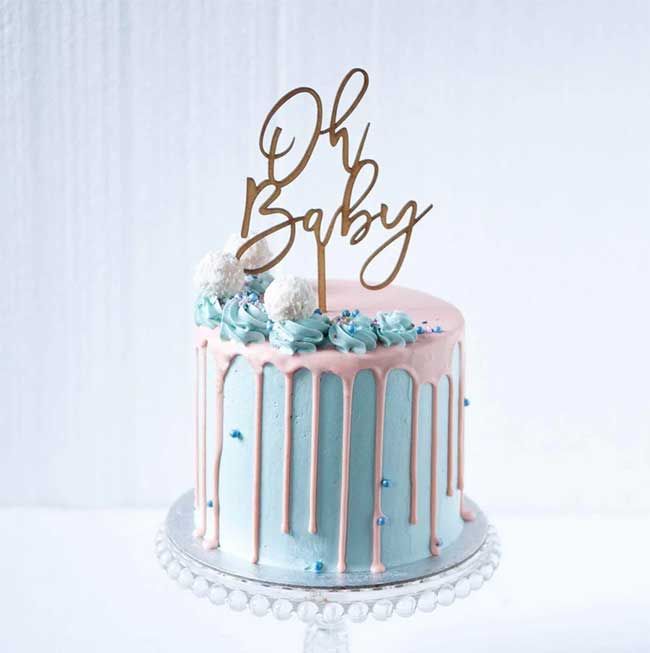 Boy or Girl Baby Shower Card Cake Topper - Itty Bitty Cake Toppers