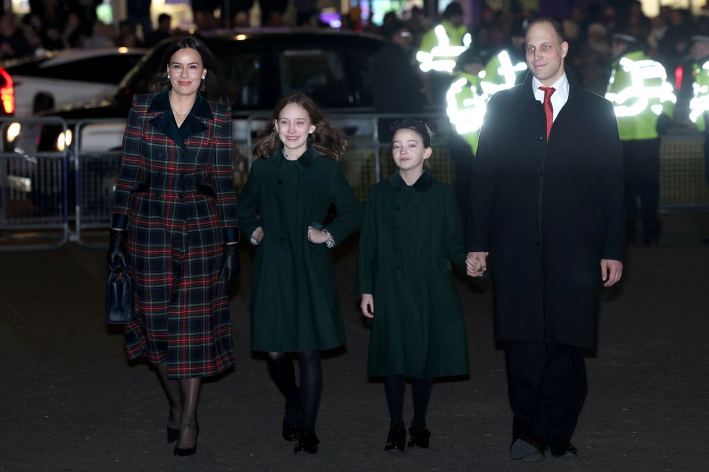 Lord Frederick Windsor and wife Sophie walking with daughters