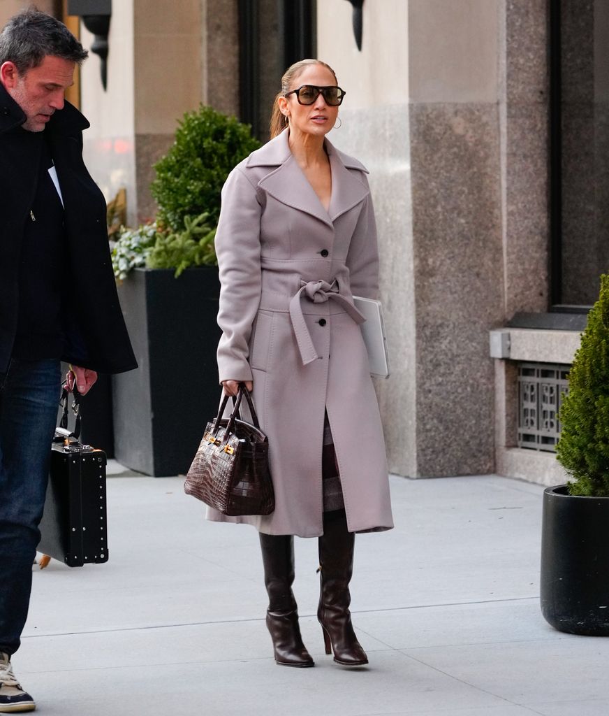 Jennifer Lopez stuns alongside husband Ben Affleck in cinched coat and