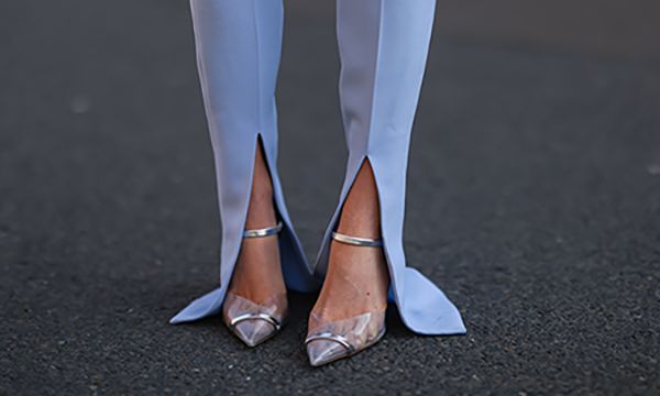 Split seam clear heels