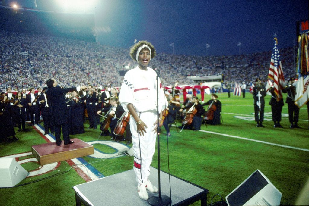 Whitney Houston singing the National Anthem at Super Bowl XXV in 1991