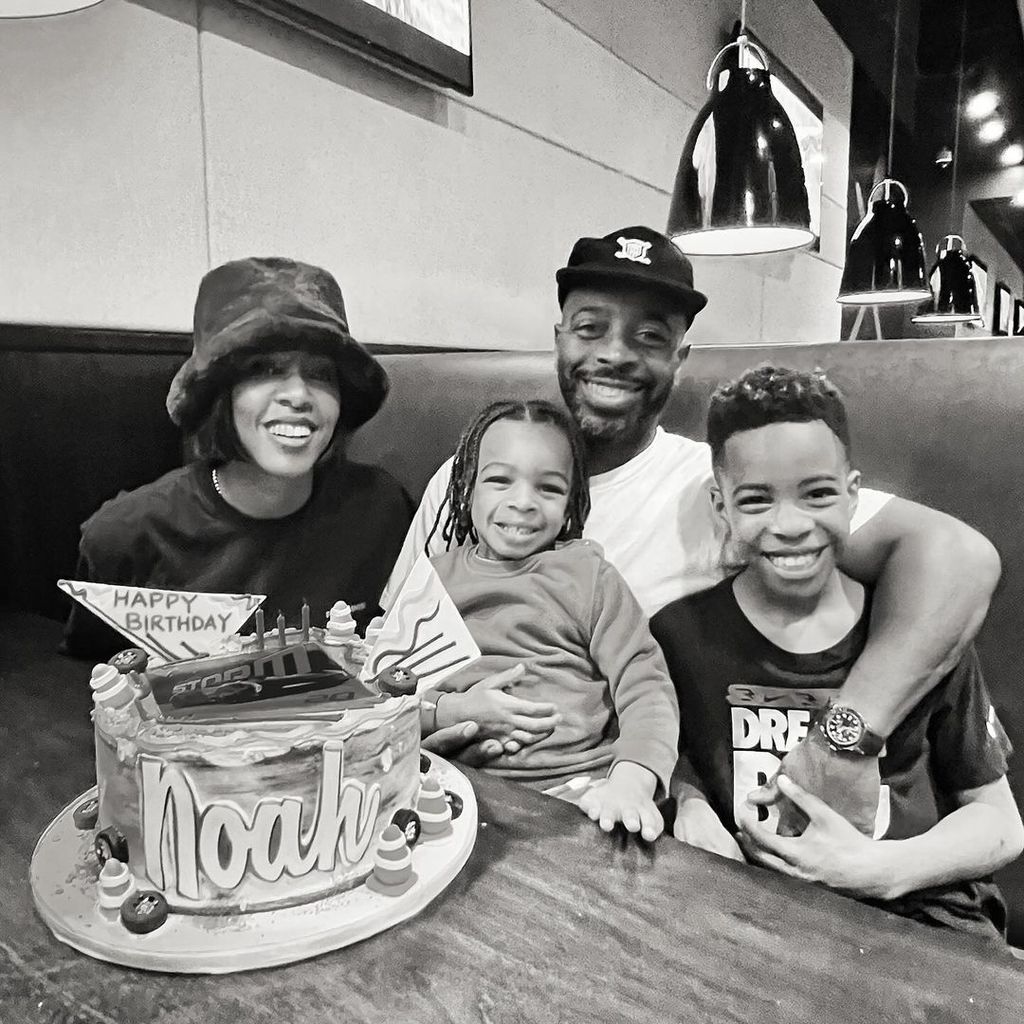 Kelly Rowland with her husband and two sons