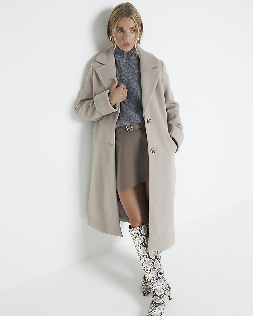 River Island Roll Sleeve Longline Coat