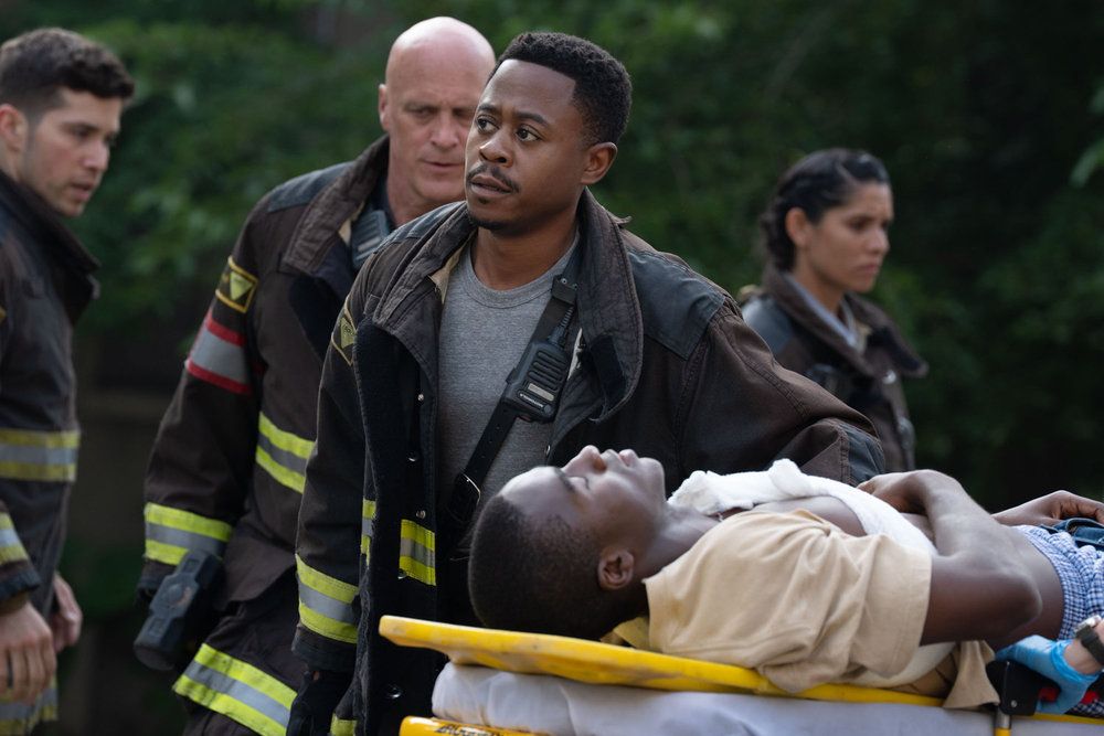 Brandon Larracuente as Sal Vasquez, Randy Flagler as Harold Capp, Daniel Kyri as Darren Ritter, Miranda Rae Mayo as Stella Kidd in Chicago Fire