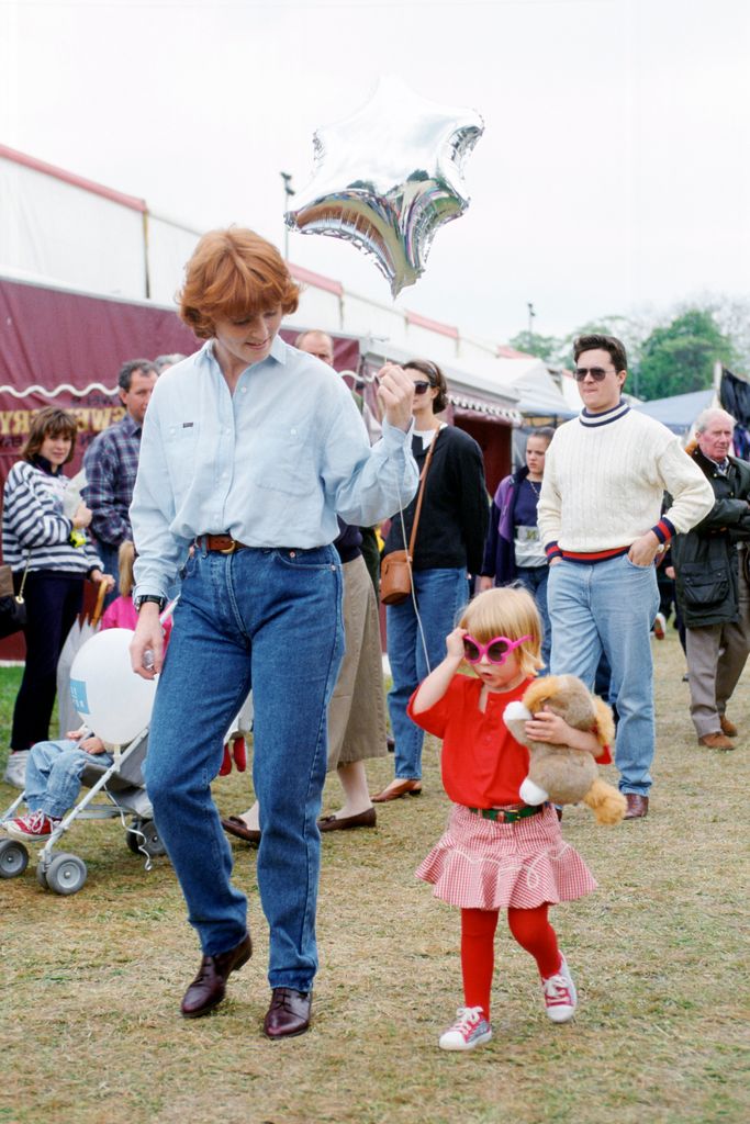 Sarah Ferguson, Duchess of York and her daughter, Princess Beatrice at the Royal Windsor Horse Show in 1991