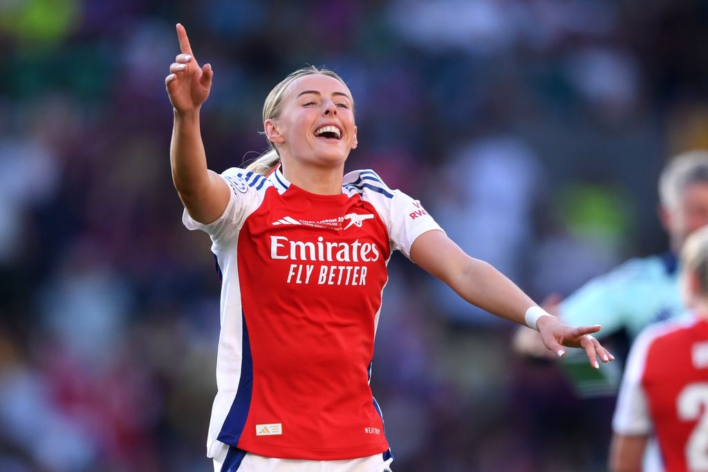 Chloe Kelly d'Arsenal célèbre la victoire après avoir battu le FC Barcelone lors de la finale de la Ligue des champions de l'UEFA