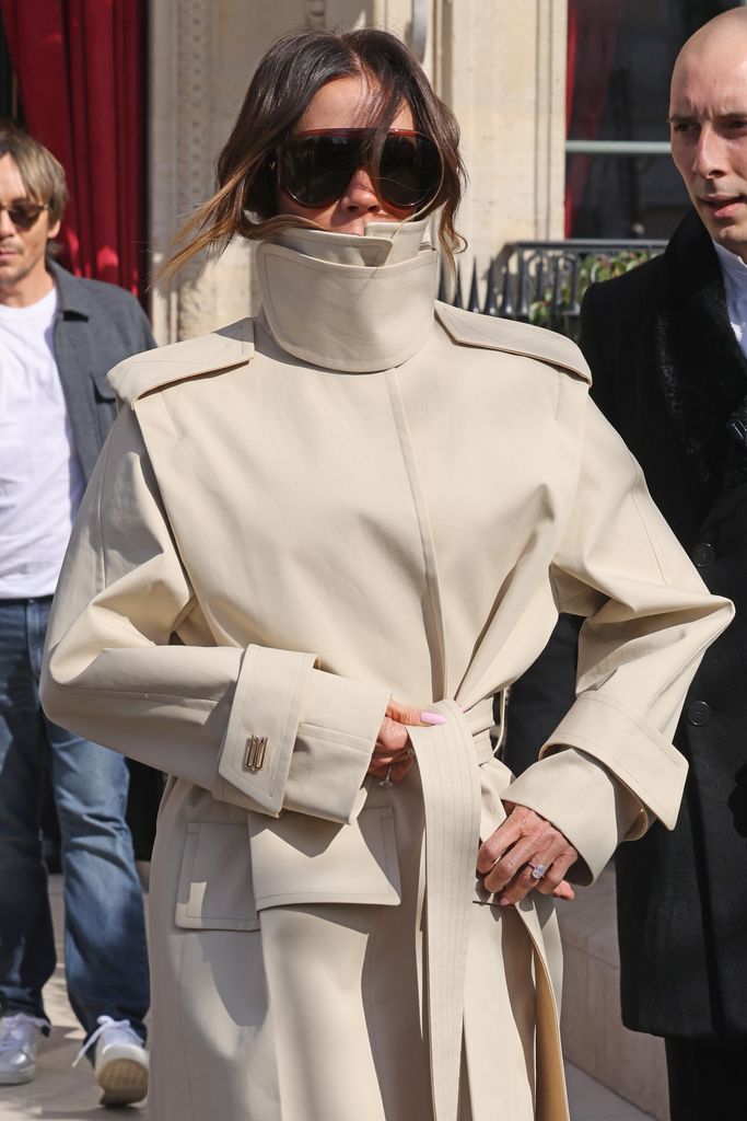 Victoria Beckham leaving her hotel during the Womenswear Fall/Winter 2025/2026