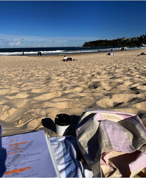 michelle keegan learning lines on the beach