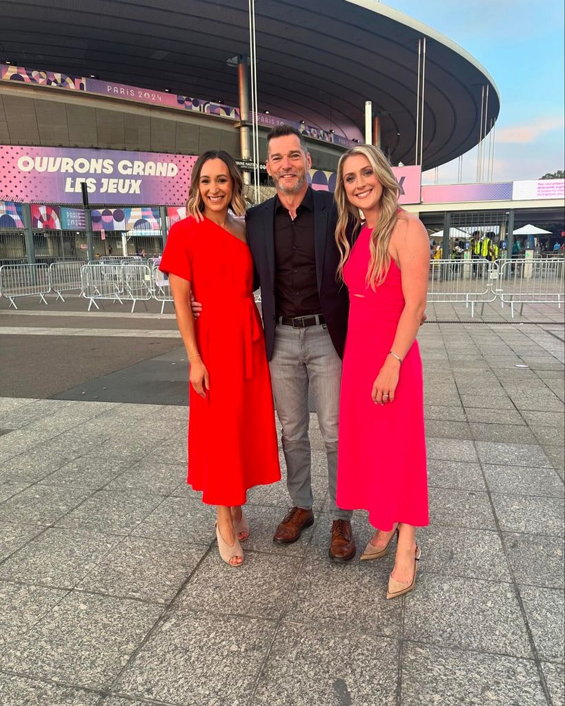 Jessica Ennis-Hill wearing a red dress on Instagram for Olympics 2024 coverage BBC