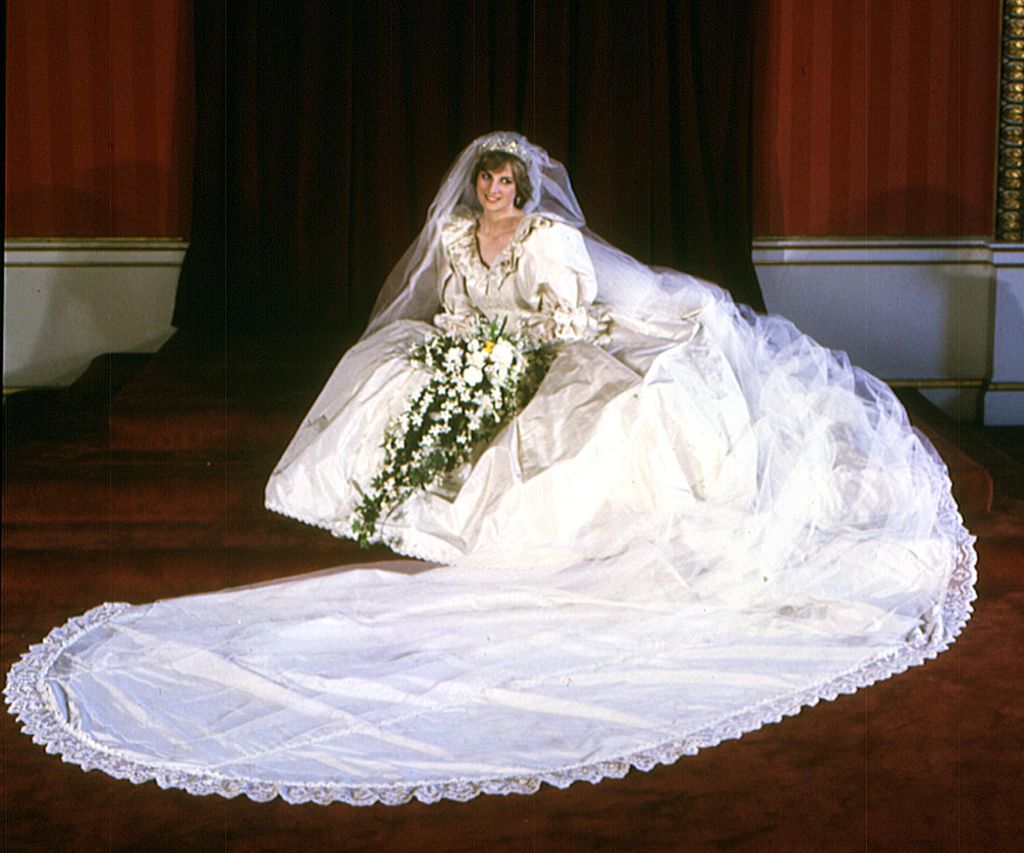 Diana, Princess of Wales, in her wedding dress.