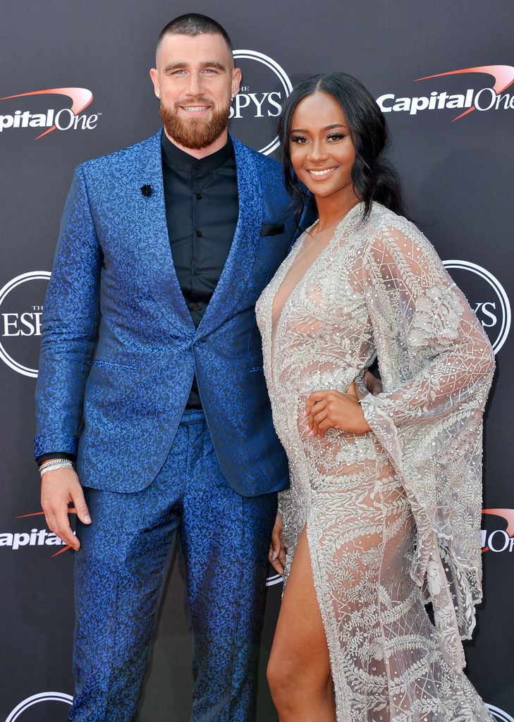 NFL player Travis Kelce (L) and media personality Kayla Nicole attend The 2018 ESPYS at Microsoft Theater on July 18, 2018 in Los Angeles, California