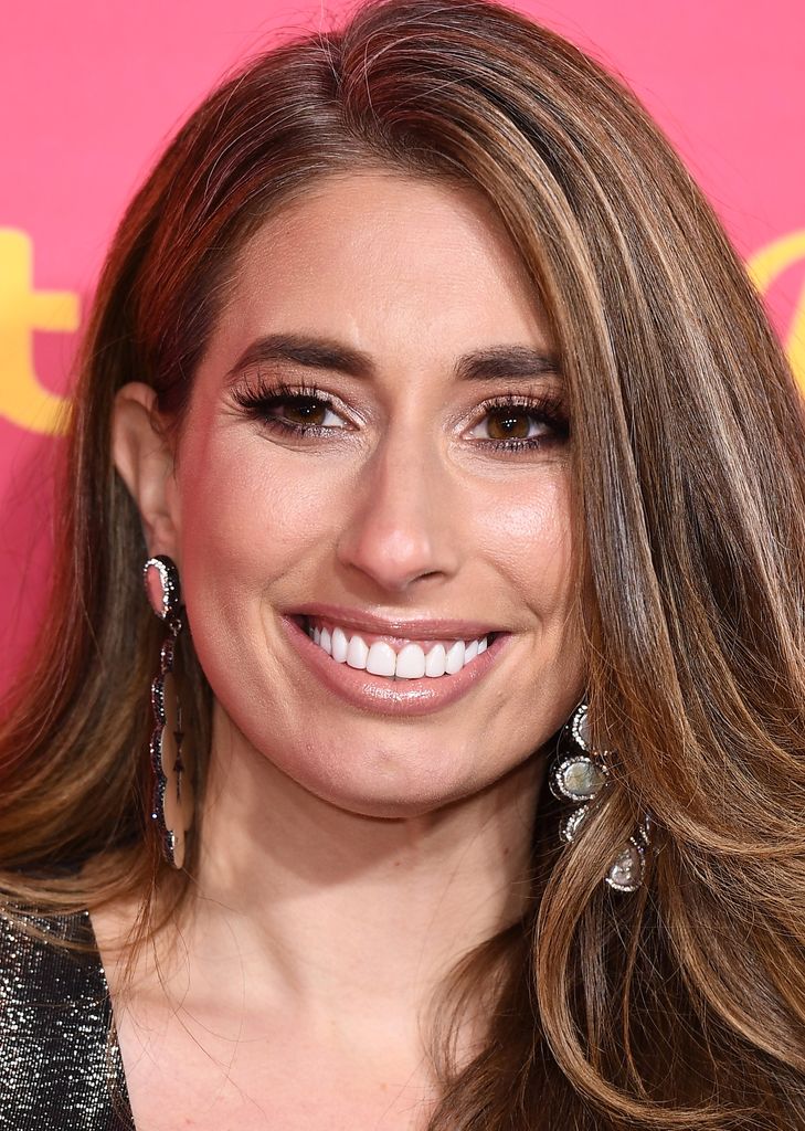 stacey solomon at itv palooza in sparkly black dress 